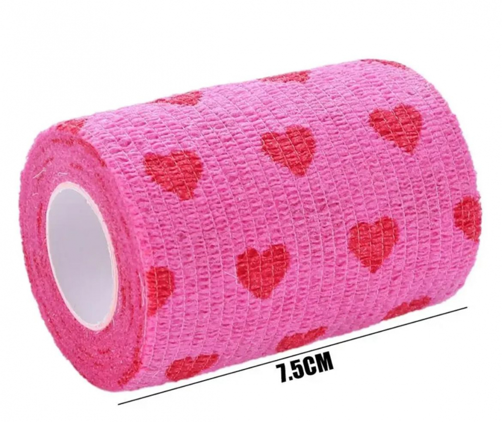 Selbsthaftende Fixierbinde HEART pink 7,5cm/4,5m